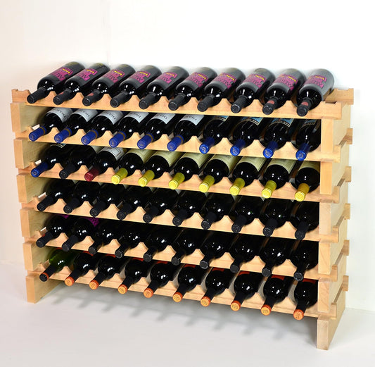 sfDisplay.com,LLC. Modular Wine Rack Beechwood 40-120 Bottle Capacity 10 Bottles Across up to 12 Rows Newest Improved Model (60 Bottles - 6 Rows)