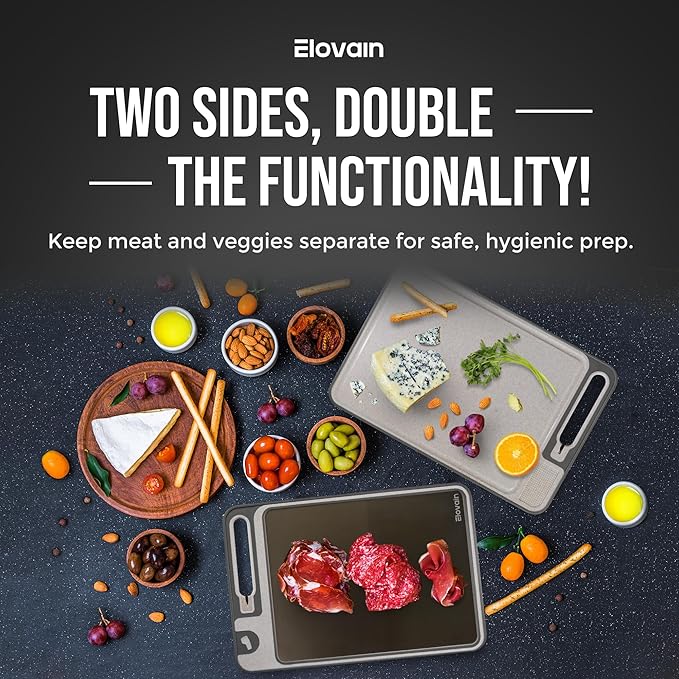 Stainless Steel Cutting Board Set – Double-Sided Hygienic Kitchen Board with Knife Sharpener, Scraper, Finger Guard – Dishwasher Safe, Non-Slip Edges, Multi-Function, Made in USA – 3-Piece Set