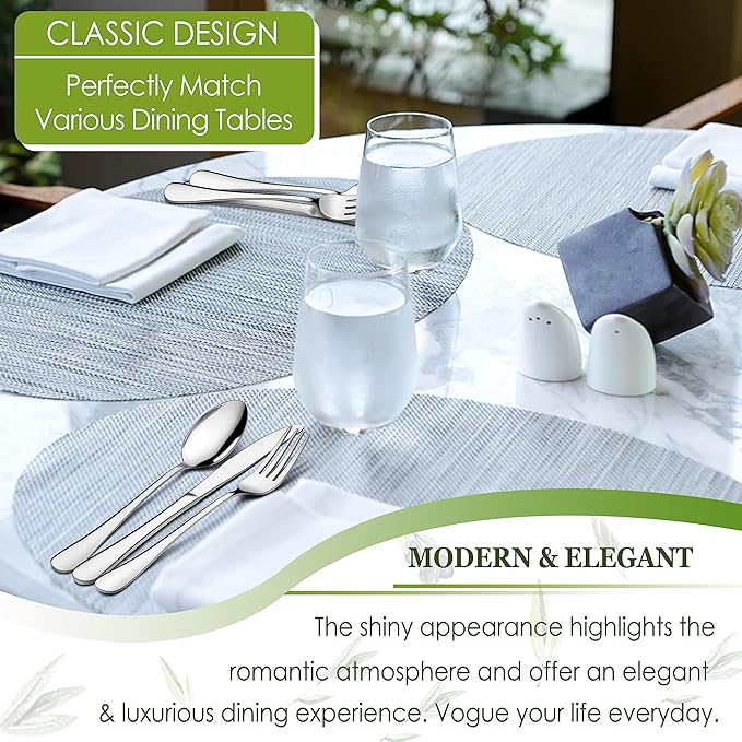 HaWare 40-Piece Silverware Set Service for 8, Stainless Steel Flatware Cutlery Set, Food-Grade Tableware Eating Utensil Set for Home Kitchen, Include Fork Knife Spoon, Mirror Polished, Dishwasher Safe