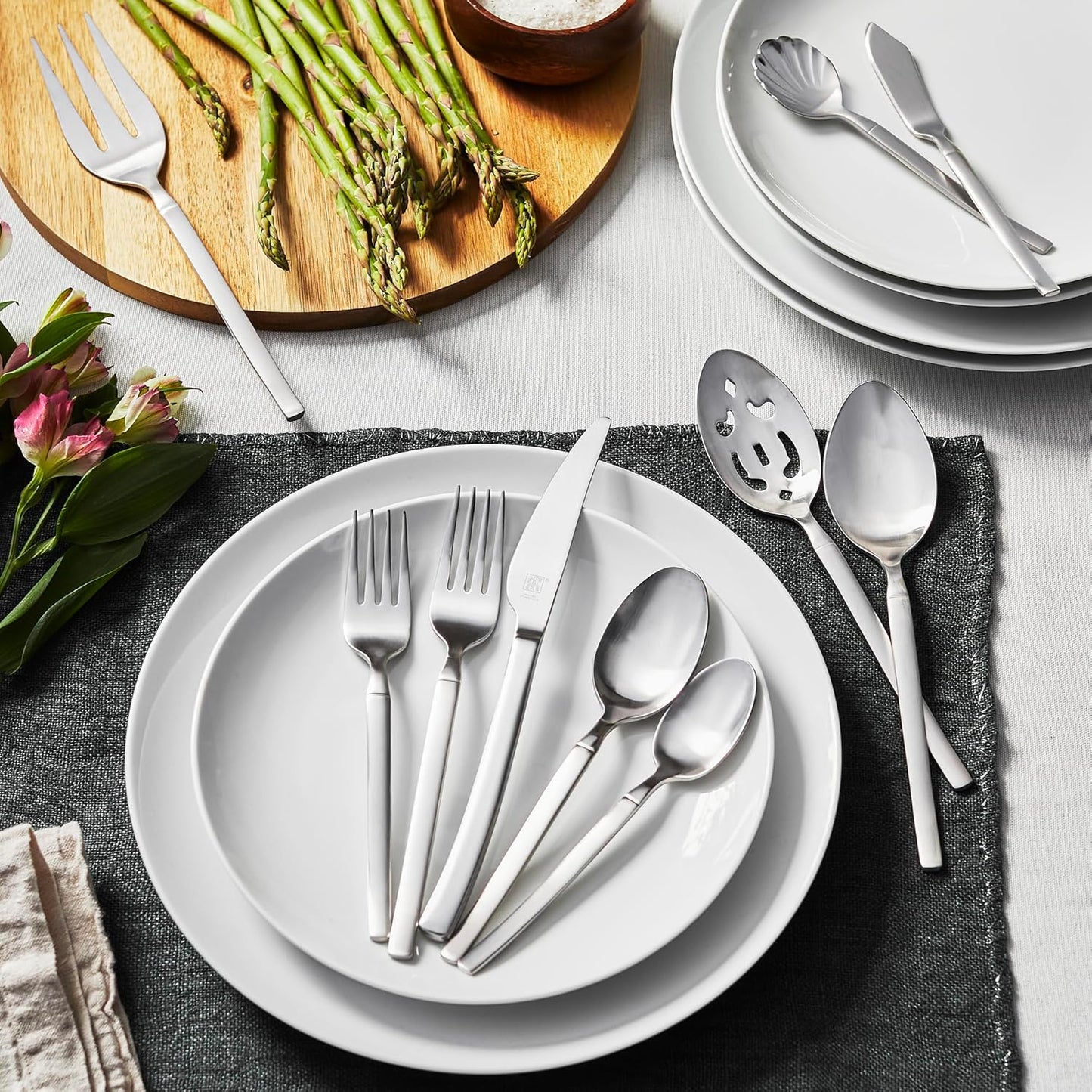 ZWILLING Premier Series Satin Opus 45-Piece Stainless Steel Flatware Set - Made with Special Formula Steel Perfected for Almost 300 Years, Dishwasher Safe, Service for 8, Matte Finish (not polished)