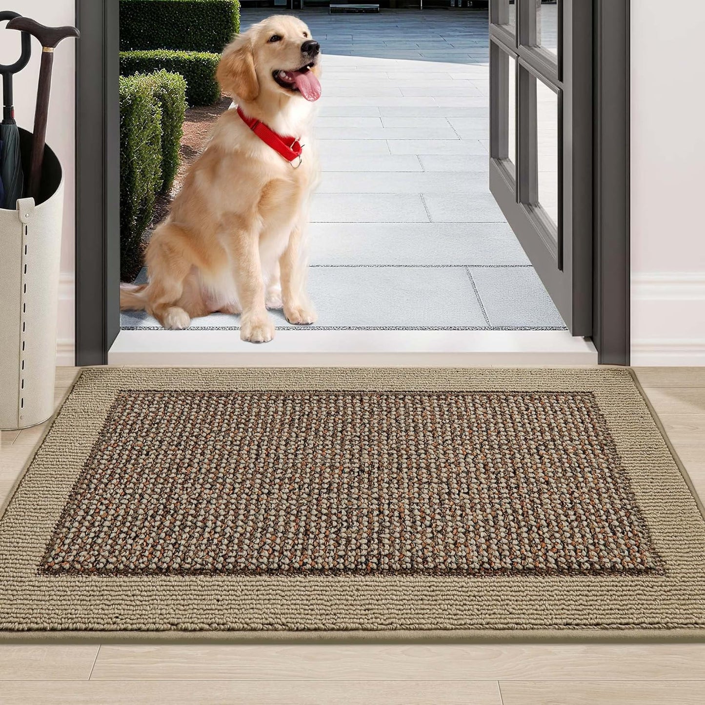 BEQHAUSE Indoor Door Mat 24" x 36", Dirt Trapper Door Mats Non-Slip Entryway Rugs Washable, Resist Dirt Absorbent Welcome Mat, Low Profile Floor Mats for Front Back Door and Entryway, Taupe