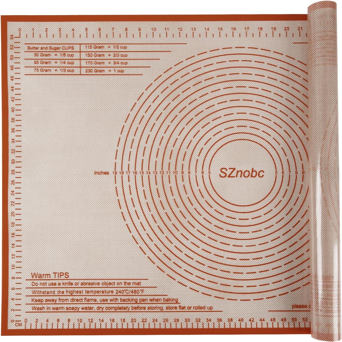 Silicone Pastry Mat 36'' By 24'' Extra Large Baking Mat with Measurements for Dough Rolling, Kneading Board, Kitchen Counter Mats, Perfect for Dough, Fondant, Pie Crust, Cookies, Bread, Pasta, Pizza