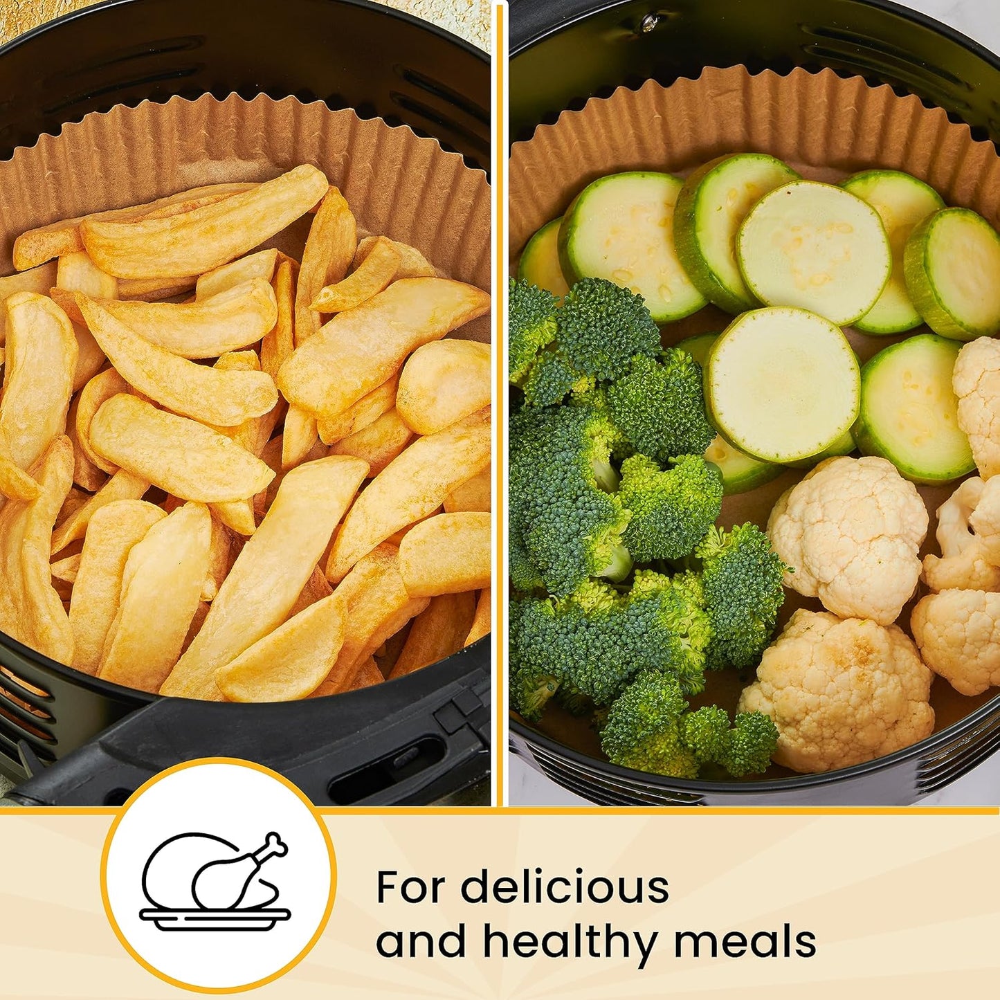 Air Fryer Liners for Ninja, 125 Pcs Round Disposable Airfryer Paper Liners – Non-Stick and Oil Proof for Easy Cleanup, Great for Oven, Pans & Baking – 8 Inch for 5-8 qt Basket by Baker's Signature