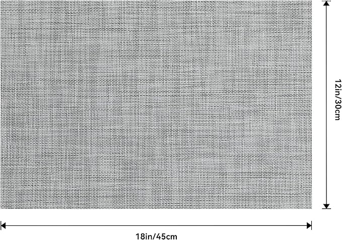 Leetaltree Linen Grey Placemats Set of 8 - Heat Resistant Non-Slip Place mats for Dining Table, Washable Durable PVC Vinyl Woven Table Mats（Linen Grey, 8）