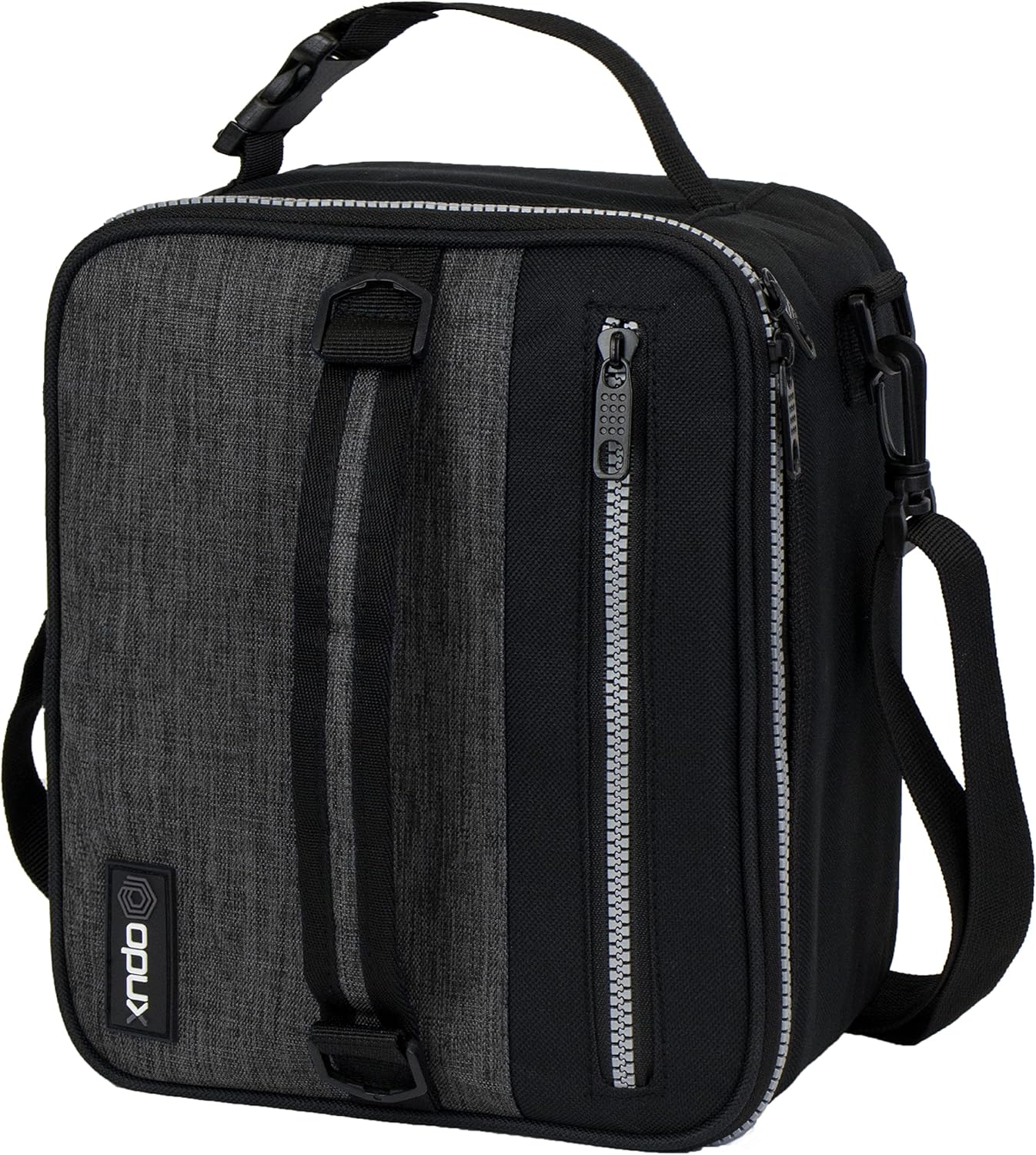 opux Insulated Lunch Box for Men Women Adult, Compact Lunch Bag for Kids Boy Girl Teen, Soft Lunch Cooler Bag for Work School, Leakproof Lunchbox Lunch Pail with Clip-on Buckle, Heather Charcoal