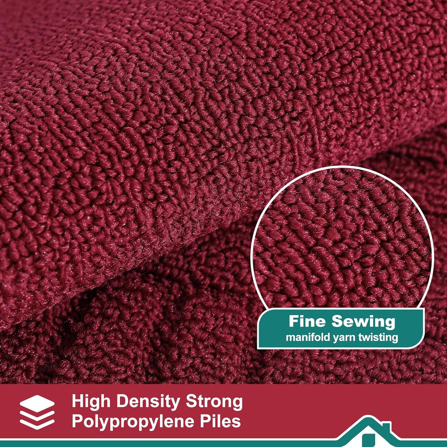 BEQHAUSE-Kitchen-Rugs-and-Mats Non Skid Washable Kitchen Mats for Floor Red Kitchen Rug Polypropylene Kitchen Mat with TPR Backing 24”x60”