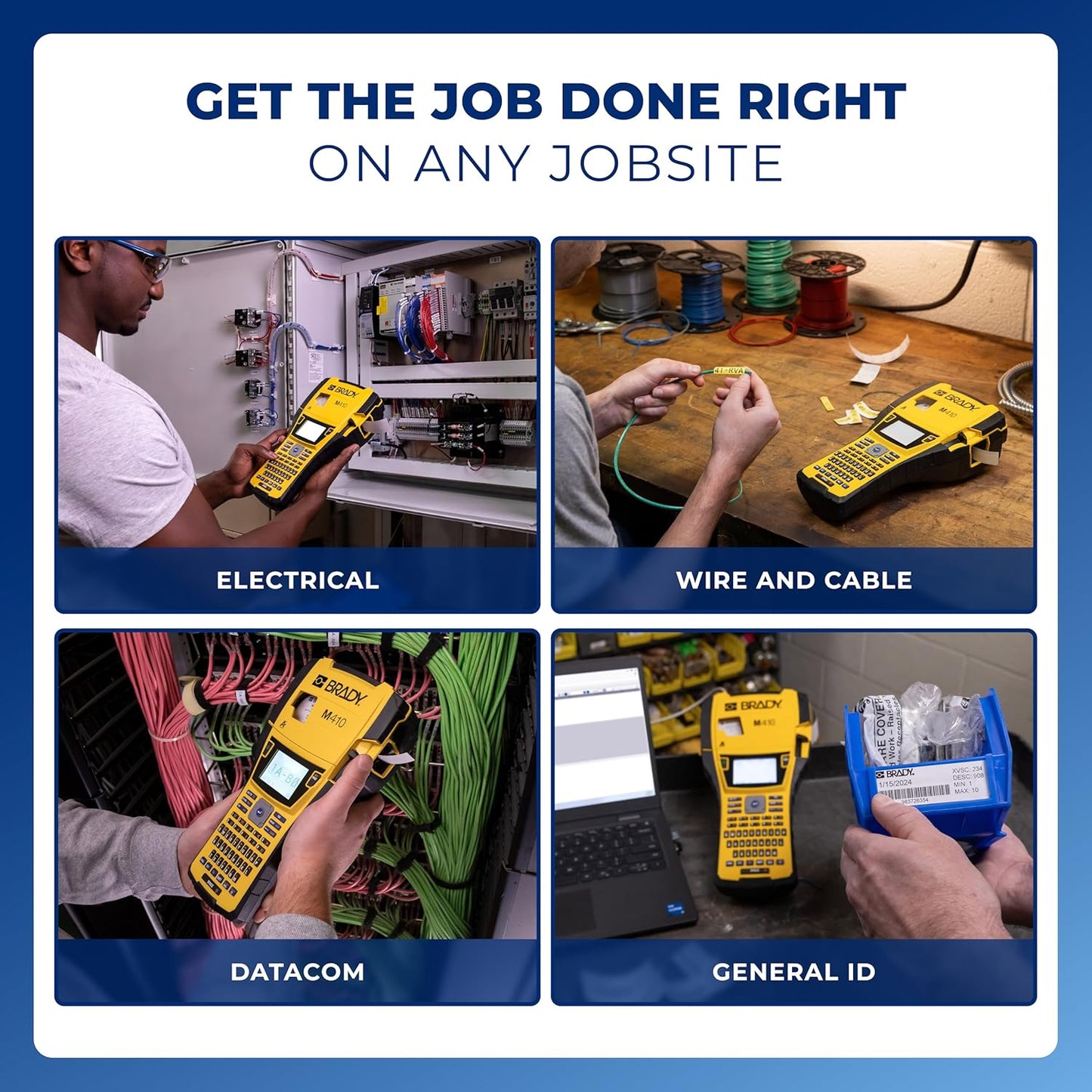 Brady M410 Handheld Portable Label Printer Kit with Carrying Case, Label Cartridge, Rechargeable Battery and Charger, 11.5" H x 6" W x 3.5" H