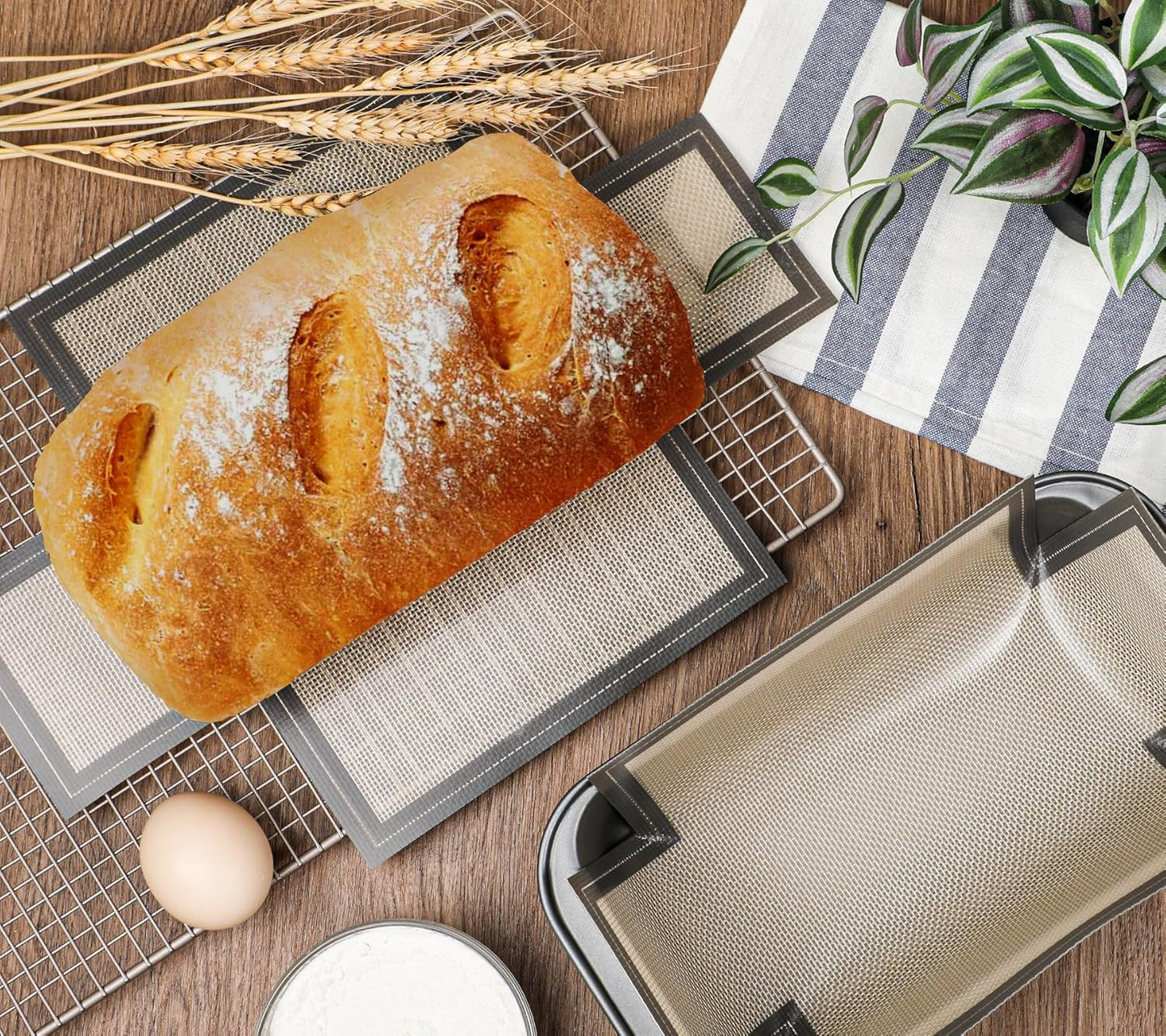 Silicone Bread Loaf Pan Liner, 2 Pack Reusable Silicone Bread Sling Loaf Pan Lifters for 9x5" or 1.5lb Loaf Pans, Nonstick Dough Transfer Tool for Baking