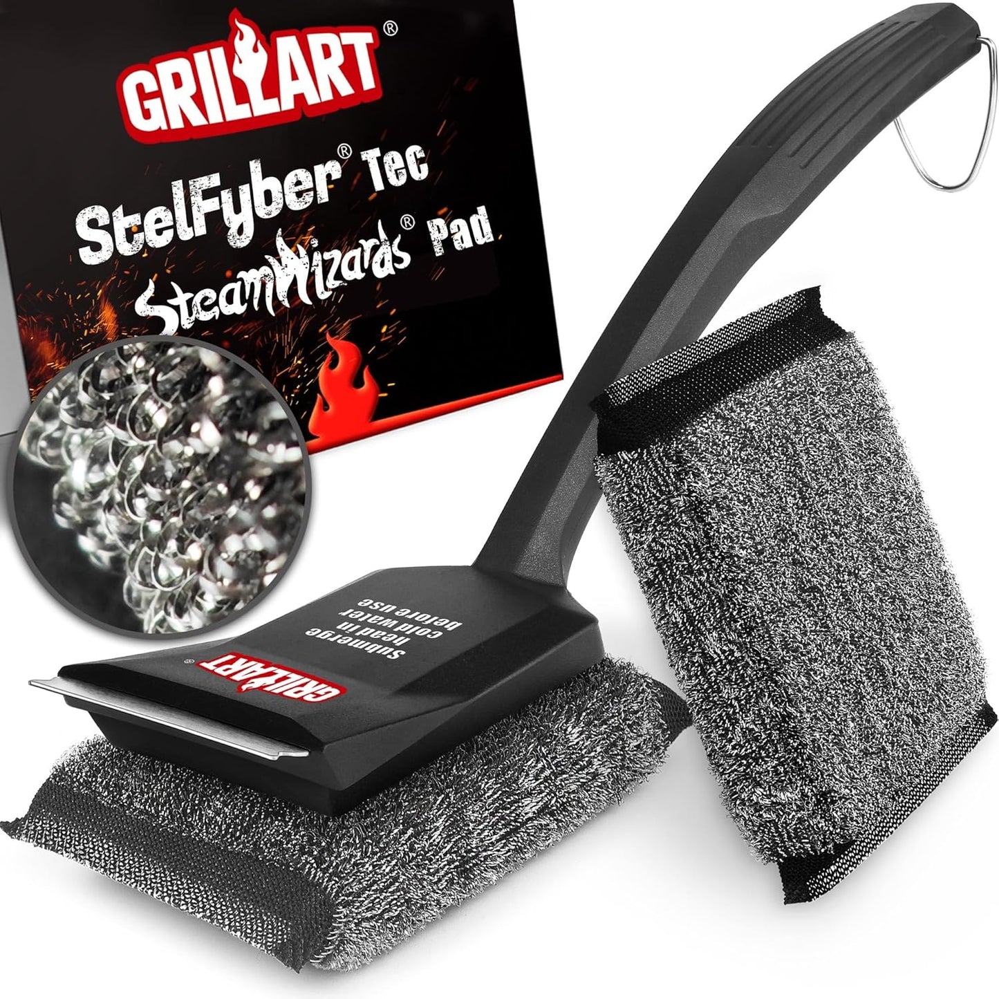 GRILLART SteamWizards Grill Brush Bristle Free, Safe BBQ Grill Brush for Outdoor Grill, Flat Top Grill Cleaner with Replaceable Head, Suitable for All Grates, Griddle Accessories, Dishwasher Safe