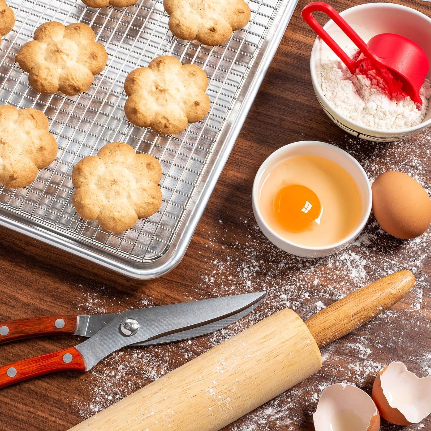Last Confection (Set of 2) Stainless Steel 12" x 17" Baking & Cooling Racks (Fits Half Sheet Pan) - Cookie Baker's Oven Wire Rack