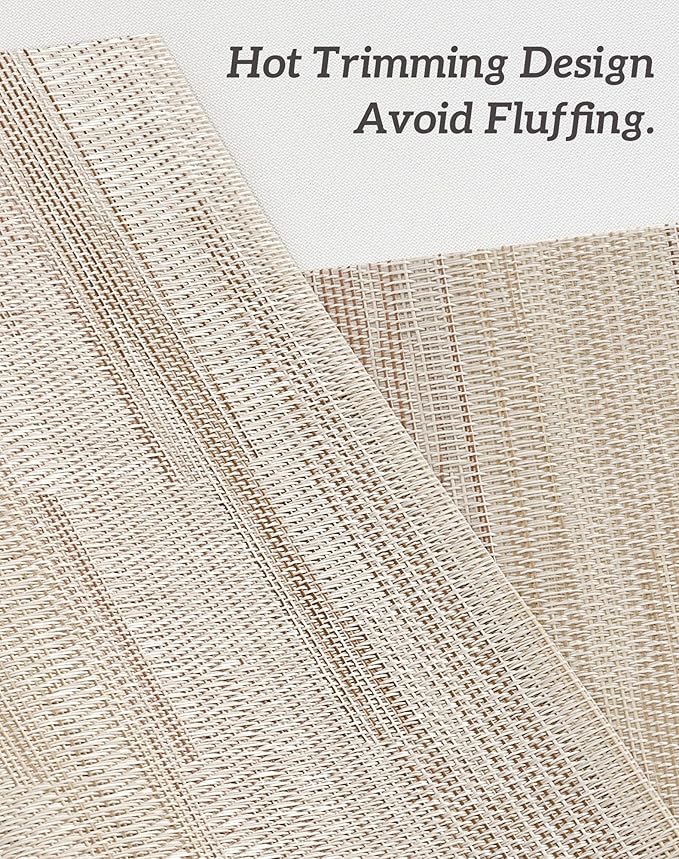 Leetaltree Lightsteel Beige with Yellow Placemats Set of 12 - Heat Resistant Non-Slip Place mats for Dining Table, Washable Durable PVC Vinyl Woven Table Mats (Lightsteel Beige with Yellow, 12)