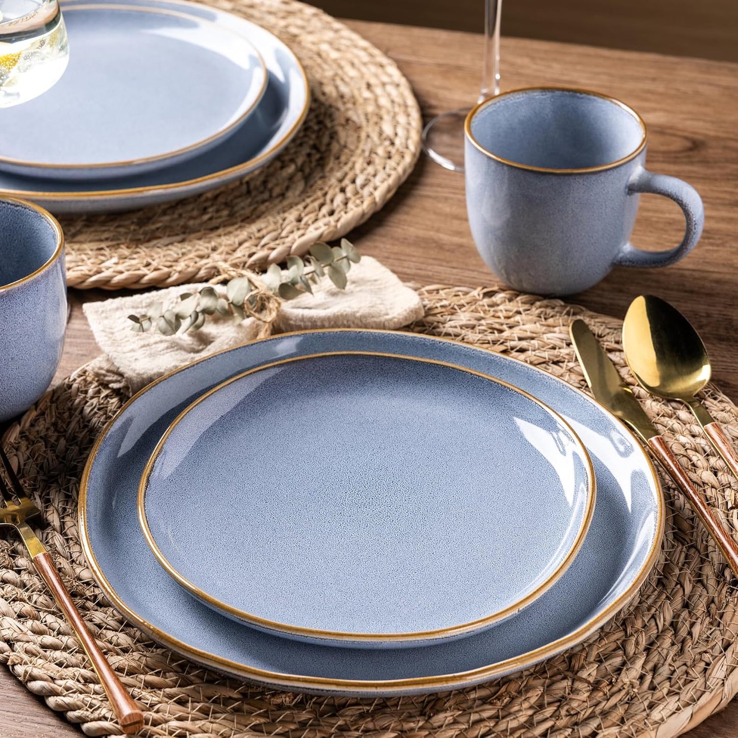 AmorArc 12oz Coffee Mugs, Ceramic Coffee Mugs set of 4 for Man, Woman, Dad, Mom, Modern Coffee Mugs with handle for Latte/Cappuccino/Milk/Cocoa. Dishwasher&Microwave Safe, Blue-Reactive Glaze