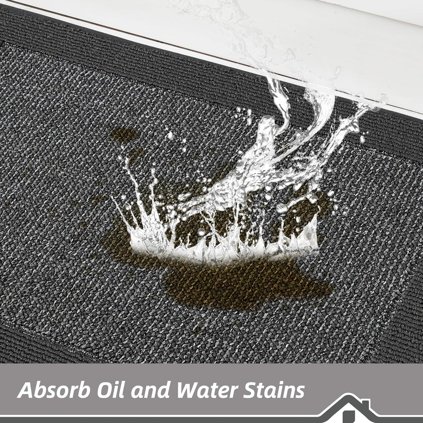 BEQHAUSE Kitchen Rugs and Mats Set of 2 Non-Slip Kitchen Mats for Floor, Absorbent and Stain Resistant Kitchen Runner, Machine Washable Rugs for Kitchen, Laundry & Sink, 20"x32"+20"x48", Charcoal