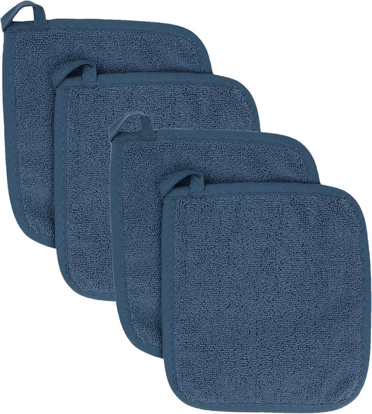RITZ Terry Potholder & Hot Pad: Unparalleled Heat Resistant, Durable 100% Cotton – Ergonomically Designed for Optimal Grip – Easy-Care Machine Washable – 4-Pack, Midnight