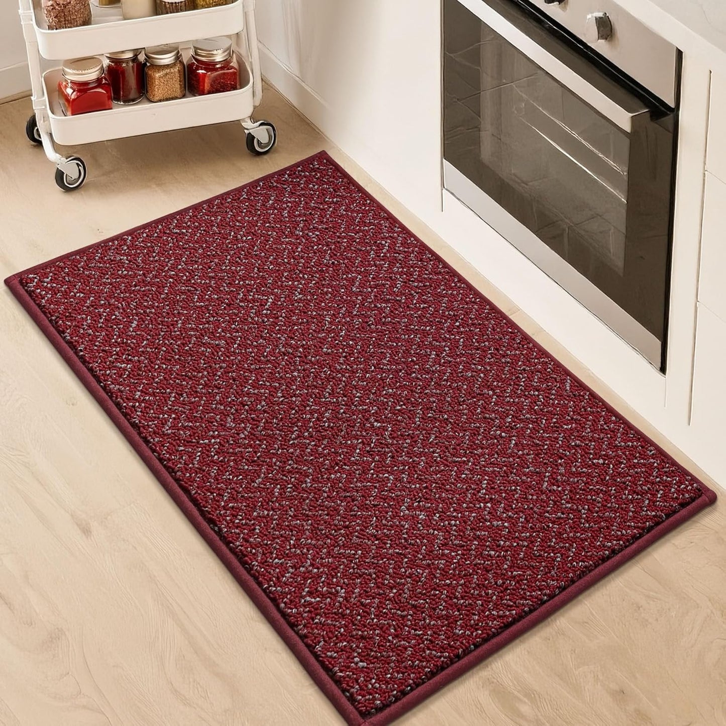 COSY HOMEER Kitchen Rugs 20"x32" Non-Slip Kitchen Mats for Floor Absorbent Stain Resistant Kitchen Floor Mat Machine Washable Rugs for Kitchen,Hallway,Sink,Red
