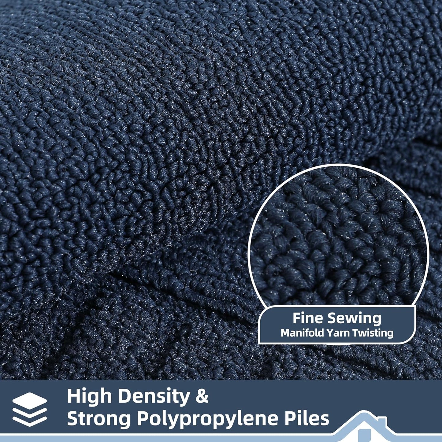 BEQHAUSE Kitchen-Rugs-Washable-Kitchen-Mats-for-Floor Non-Slip Kitchen Mats Set of 2 Absorbent Kitchen Runner Navy Blue with TPR Backing 20x30inch/20x48inch