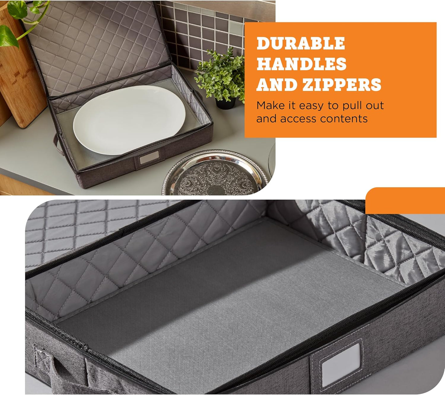 storageLAB China Storage Containers, Containers for Organizing, Hard Shell Case, Felt Plate Dividers, Moving Supplies, Storage Box, Wine, Dishes, Glasses Storage, Charger Plates Storage Containers