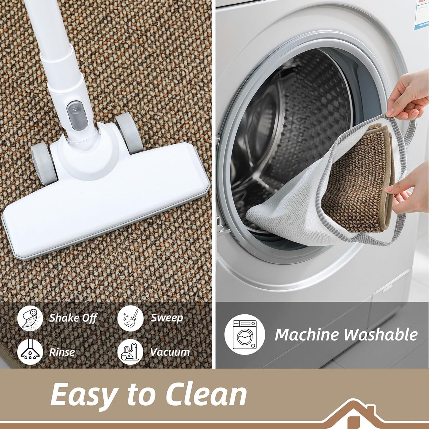 BEQHAUSE Kitchen Runner Rugs 20"x48", Non-Slip Kitchen Mats for Floor, Super Absorbent and Stain Resistant Kitchen Rug, Machine Washable Rugs for Kitchen, Hallway, Laundry & Sink, Taupe