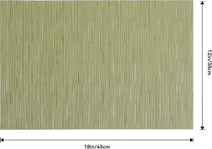 Leetaltree Pea Green Placemats Set of 4 - Heat Resistant Non-Slip Place mats for Dining Table, Washable Durable PVC Vinyl Woven Table Mats（Pea Green, 4）