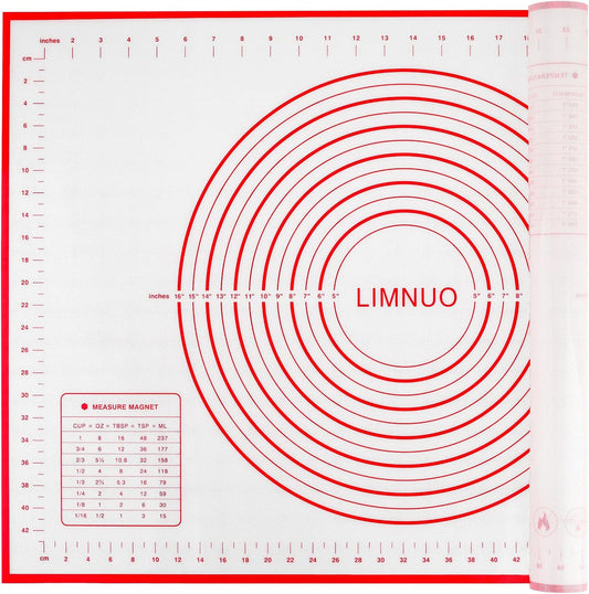 Silicone Baking Mat，Non Stick Rolling Dough with Measurements for Pie Pizza Cookies Fondant Making，Extra Thick Non Slip Silicone Pastry Mat