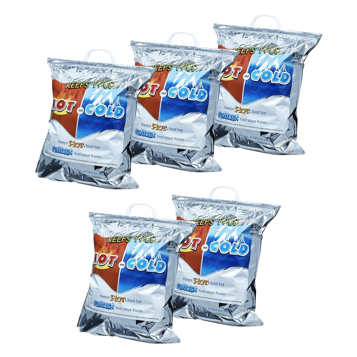 Superio Hot and Cold Insulated Bags for Food Delivery, Grocery Shopping Bags, Food Storage for Hot and Frozen Food for Travel, Disposable Cooler Bag, Reinforced Thermal Lunch Bag (5, 16"x19.25")