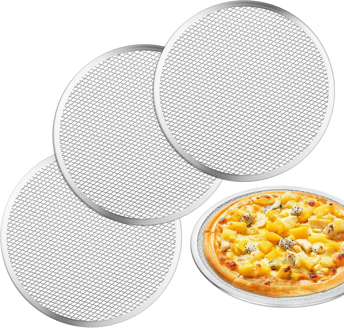 3 Pcs Pizza Screen, 10 Inch Pizza Pan for Oven, Nonstick Pizza Tray for Oven, Dishwasher Safe & Microwave Safe (10inch)