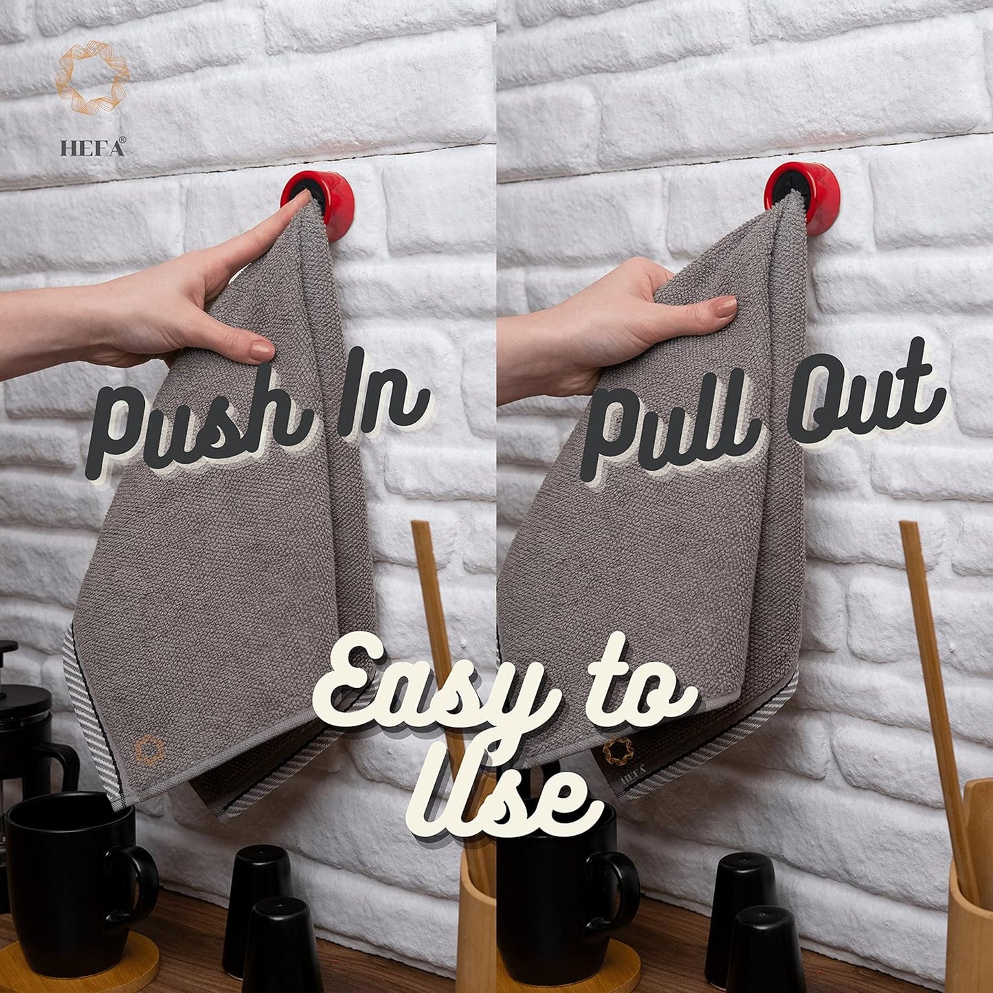 HEFA Towel Holder, Towel Hooks, Dish Towel Holder, Kitchen Organization, Bathroom Accesories, Kitchen Towel Hook, Kitchen Towel Holder, Christmas Gift, Kitchen Gadgets 4 Pack