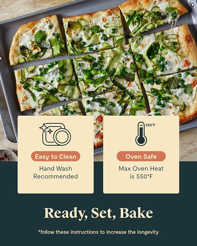 Caraway Nonstick Ceramic Bakeware Set (5 Pieces) - Baking Sheets, Assorted Baking Pans & Storage - Aluminized Steel Body - Non Toxic, PTFE & PFOA Free - White