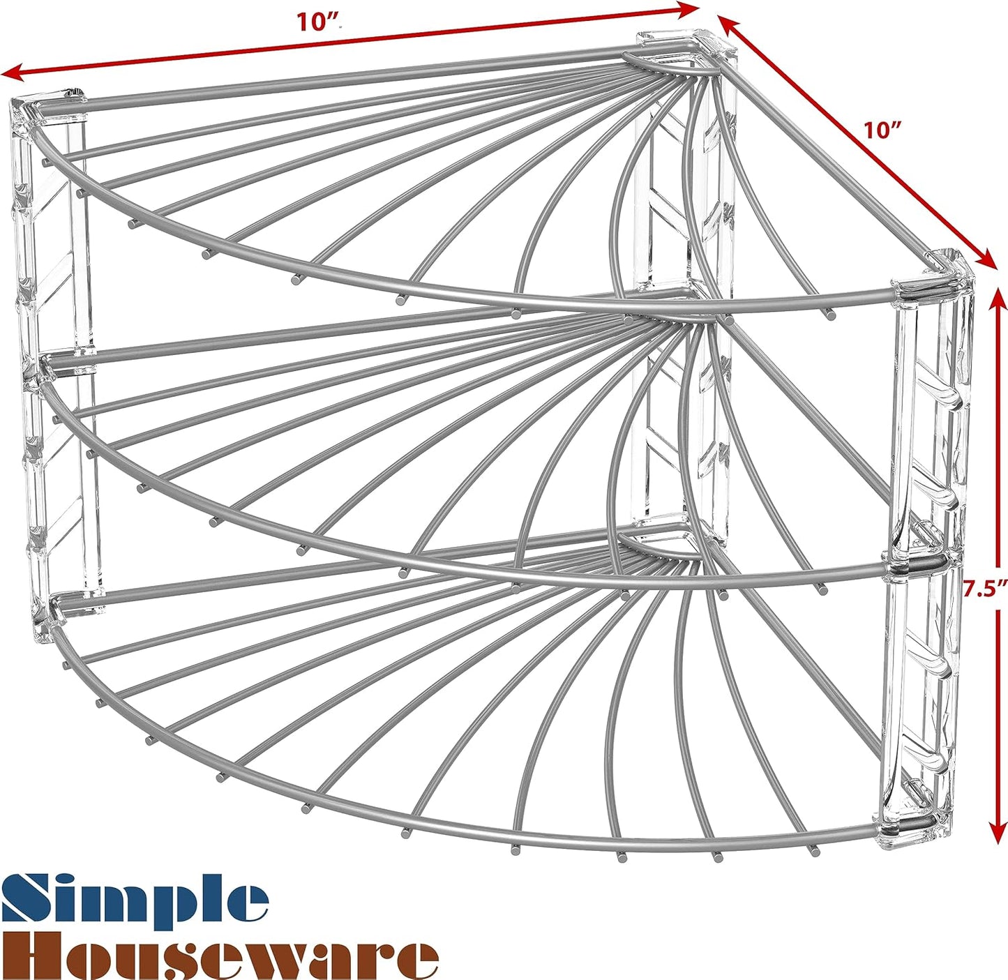 Simple Houseware 3-Tier Counter Corner Shelf Organizer, Silver