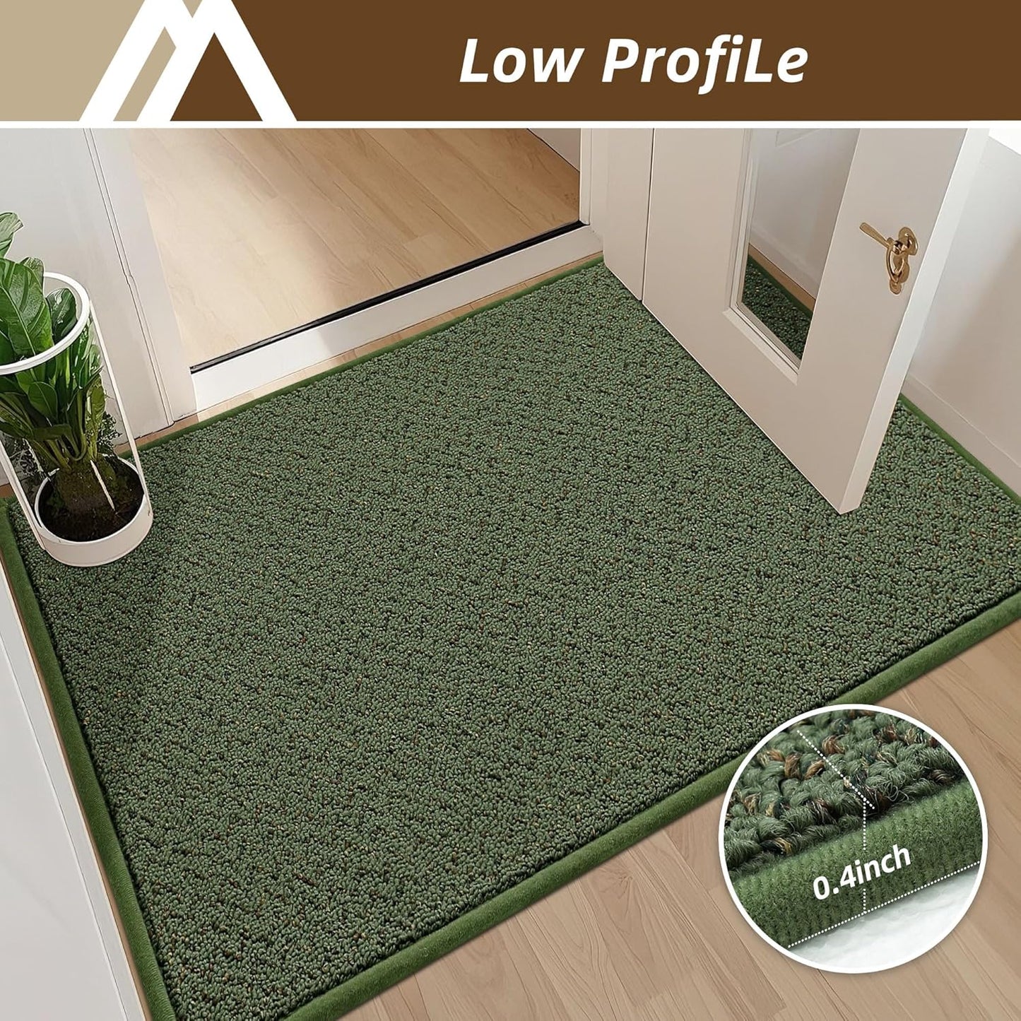 COSY HOMEER-Door-Mat 20" x 32" Non Slip Absorbent Entryway Rugs Dirt Trapper Doormats Washable Entrance Mats Low Pile Welcome Floor Mat for Front Back Door and Entry Mats,Green