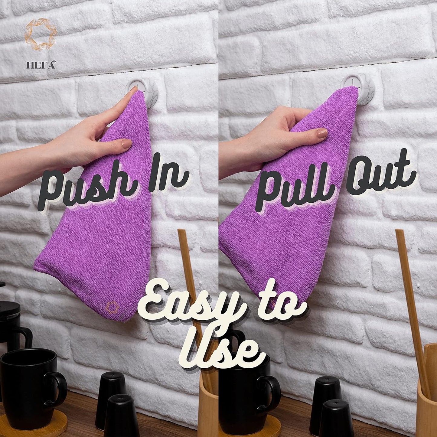 HEFA Towel Holder, Towel Hooks, Dish Towel Holder, Kitchen Organization, Bathroom Accesories, Kitchen Towel Hook, Kitchen Towel Holder, Hand Towel Holder, Kitchen Gadgets 4 Pack, White Marble