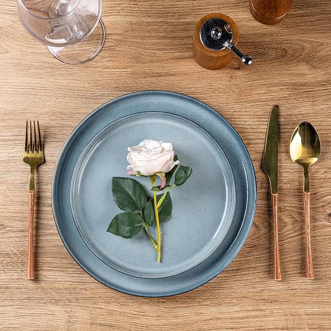 AmorArc Stoneware Dinnerware Sets for 6,Round Reactive Glaze Ceramic Plates and Bowls Set,Highly Scratch Resistant | Dishwasher & Microwave Safe Dishes Set,Service for 6 (18pc)