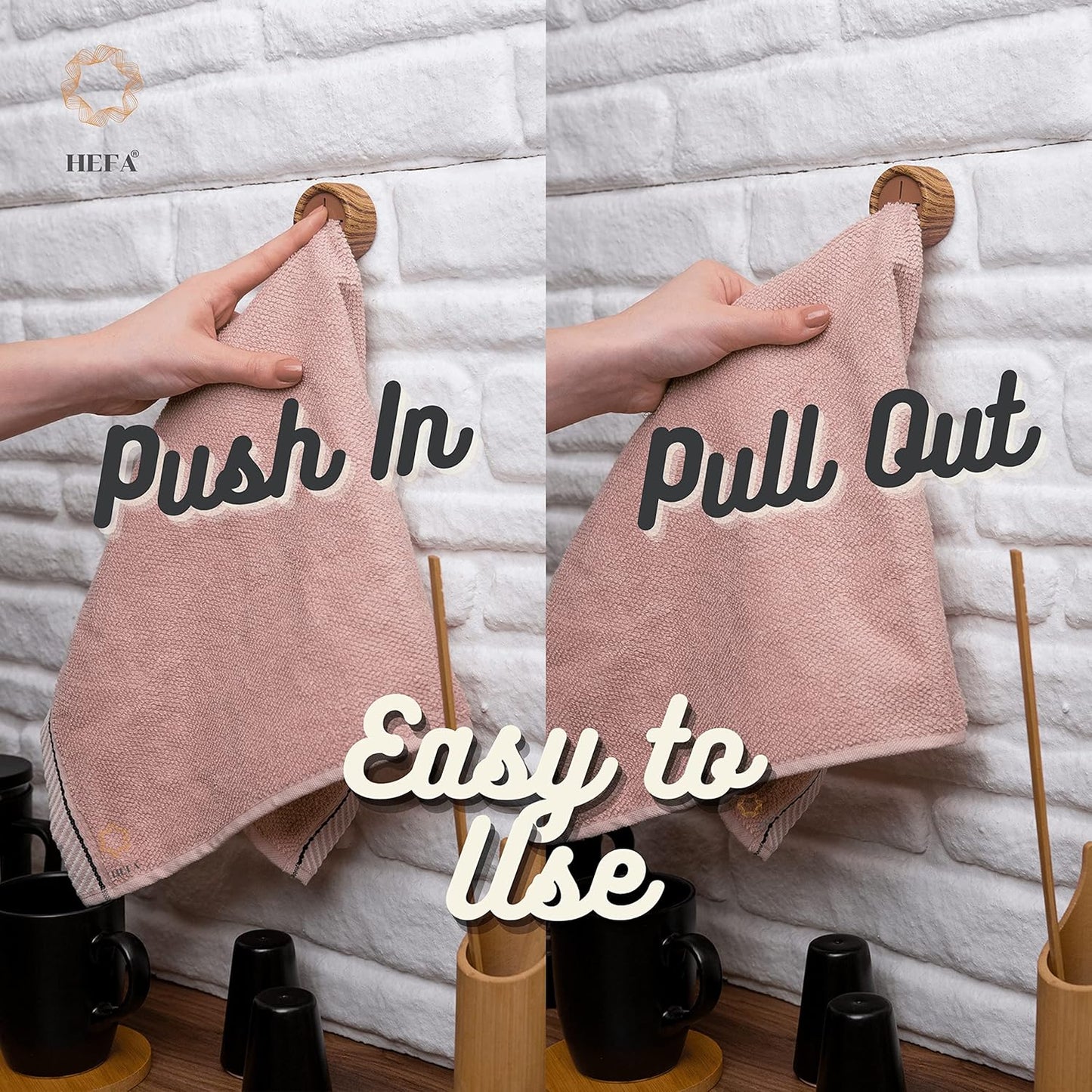 HEFA Towel Holder, Towel Hooks, Dish Towel Holder, Kitchen Organization, Bathroom Accesories, Kitchen Towel Hook, Kitchen Towel Holder, Gift, Kitchen Gadgets (Pine, 8 Pack)