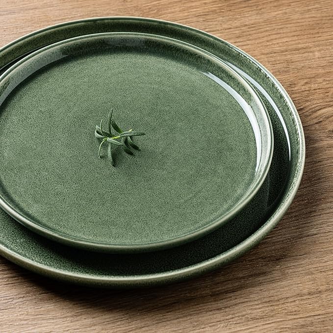 AmorArc Stoneware Dinnerware Sets for 4,Round Reactive Glaze Ceramic Plates and Bowls Set,Highly Scratch Resistant | Dishwasher & Microwave Safe Dishes Set,Service for 4 (12pc)