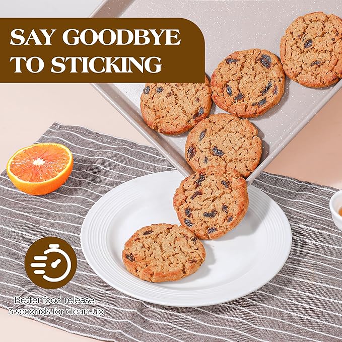 8 Pcs Baking Pans Set, Silicone Bakeware Sets with Metal Reinforced Frame, Nonstick Stackable Carbon Steel Non Toxic Baking Sets for Cooking (Brown)