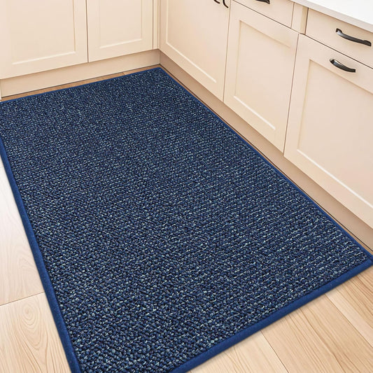 BEQHAUSE Kitchen Rugs 32"x48", Non-Slip Kitchen Mats for Floor, Super Absorbent and Stain Resistant Kitchen Rugs, Machine Washable Rugs for Kitchen, Hallway, Laundry & Sink, Blue