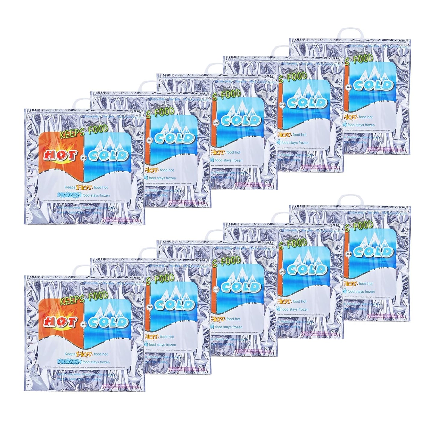 Superio Hot and Cold Insulated Bags for Food Delivery, Grocery Shopping Bags, Food Storage for Hot and Frozen Food for Travel, Disposable Cooler Bag, Reinforced Thermal Lunch Bag (10, 20" x 19")