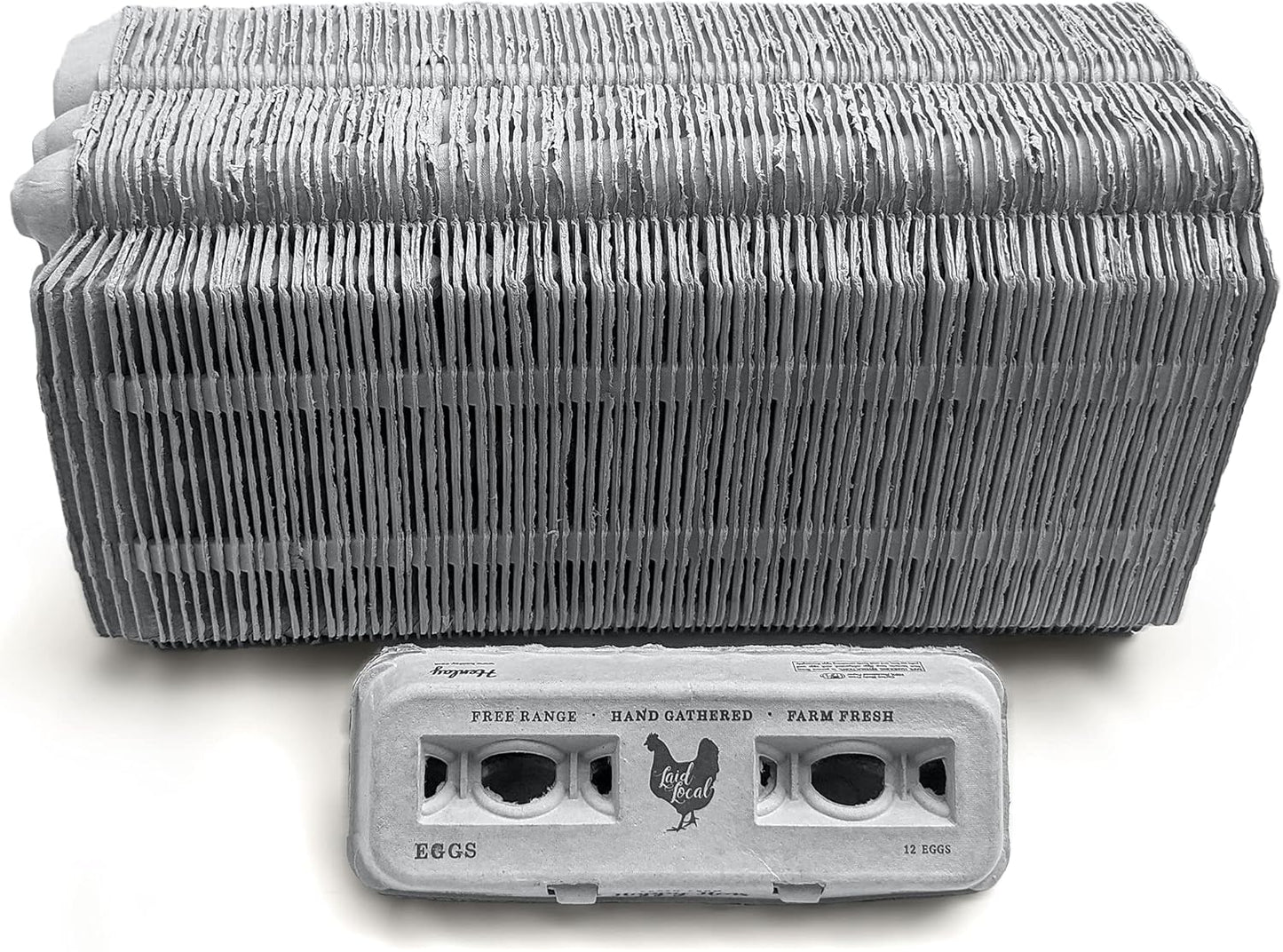 90 Egg Cartons- Adorable Printed Vintage Design for Farm Fresh Eggs, Recycled Paper Cardboard, Sturdy & Reusable, Carton Holds up to XL Chicken Eggs (90, Locally Laid Hen)