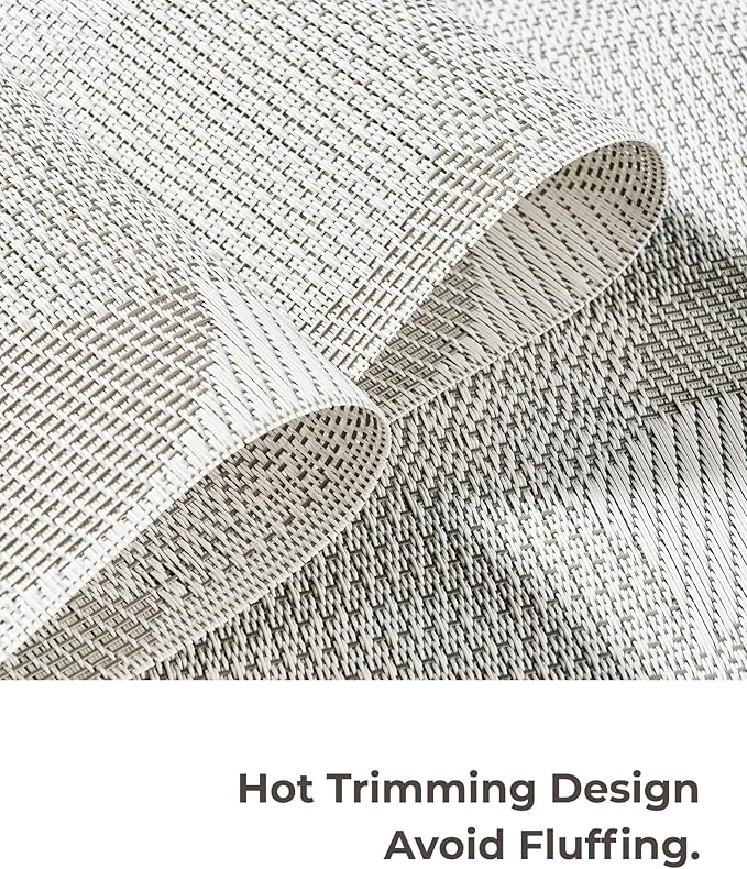 Leetaltree White Placemats Set of 12 - Heat Resistant Non-Slip Place mats for Dining Table, Washable Durable PVC Vinyl Woven Table Mats（White Circle,12）