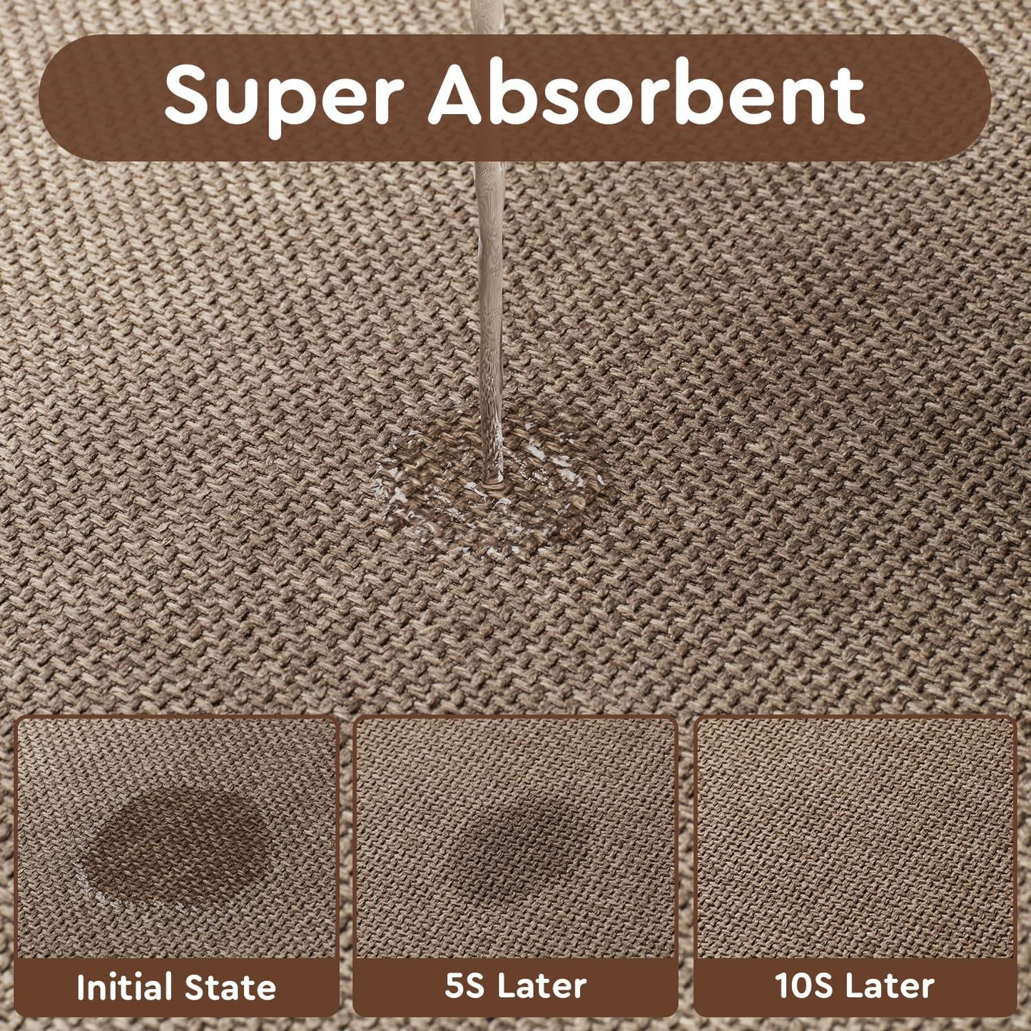 tchdio Kitchen Mats for Floor, Rubber Backed Kitchen Rugs Non Slip Washable, Superior Absorbent Kitchen Runner Rug Easy to Clean, Comfort Kitchen Floor Mat Front of Sink (Tan, 20" × 47")