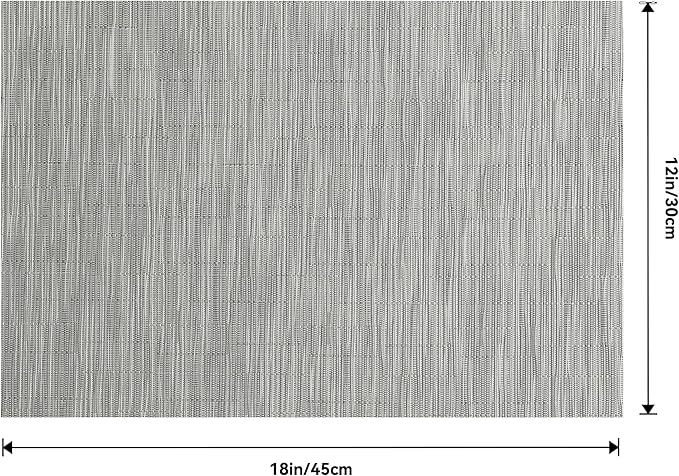 Leetaltree Silver Placemats Set of 6 - Heat Resistant Non-Slip Place mats for Dining Table, Washable Durable PVC Vinyl Woven Table Mats（Silver, 6）