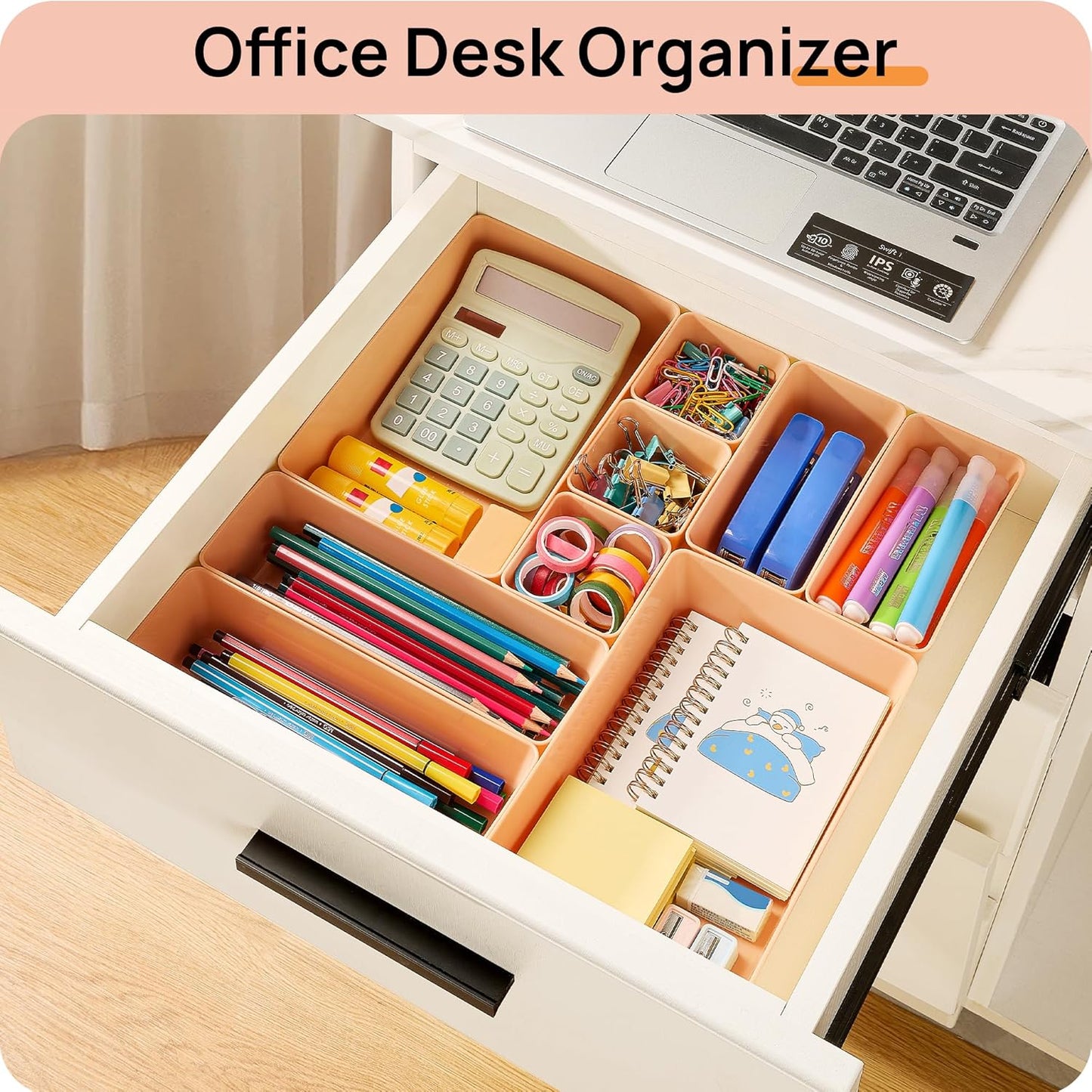 Vtopmart 25 PCS Plastic Drawer Organizers Set, 4-Size Versatile Bathroom and Vanity Drawer Organizer Trays, Storage Bins for Makeup, Bedroom, Kitchen Gadgets Utensils and Office