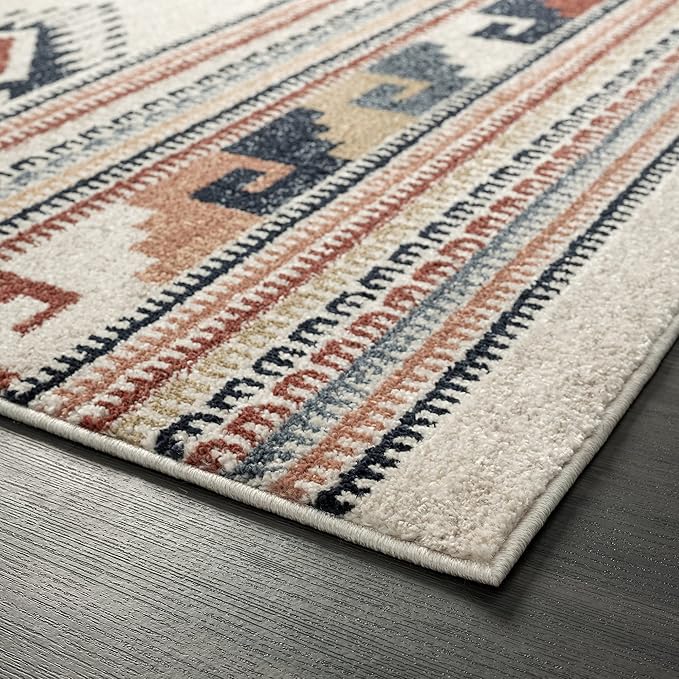 Abani Multicolor Southwestern Design 2'6" x 6' (3x6) Area Rug - Non-Shed Orange, Grey & Beige Tribal Pattern Dining Room Carpet Rugs