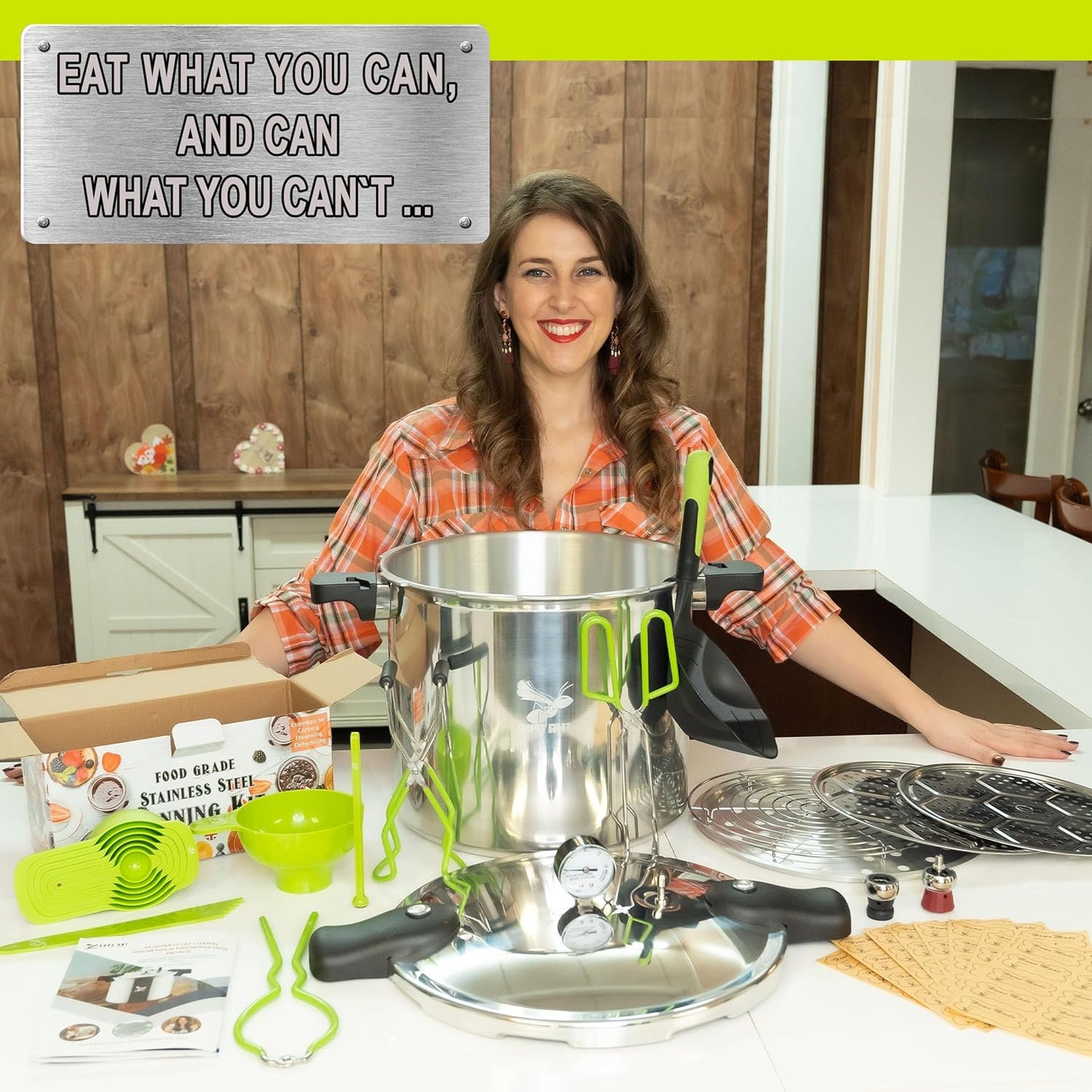 Supa Ant Pressure Canner 23 Qt with Canning Supplies Starter Kit - Canning Pressure Cooker with Gauge - Water Bath Canner Pot with Rack and Lid - Jar Lifter, XL Ladle, Jar Tongs, and Bubble Popper