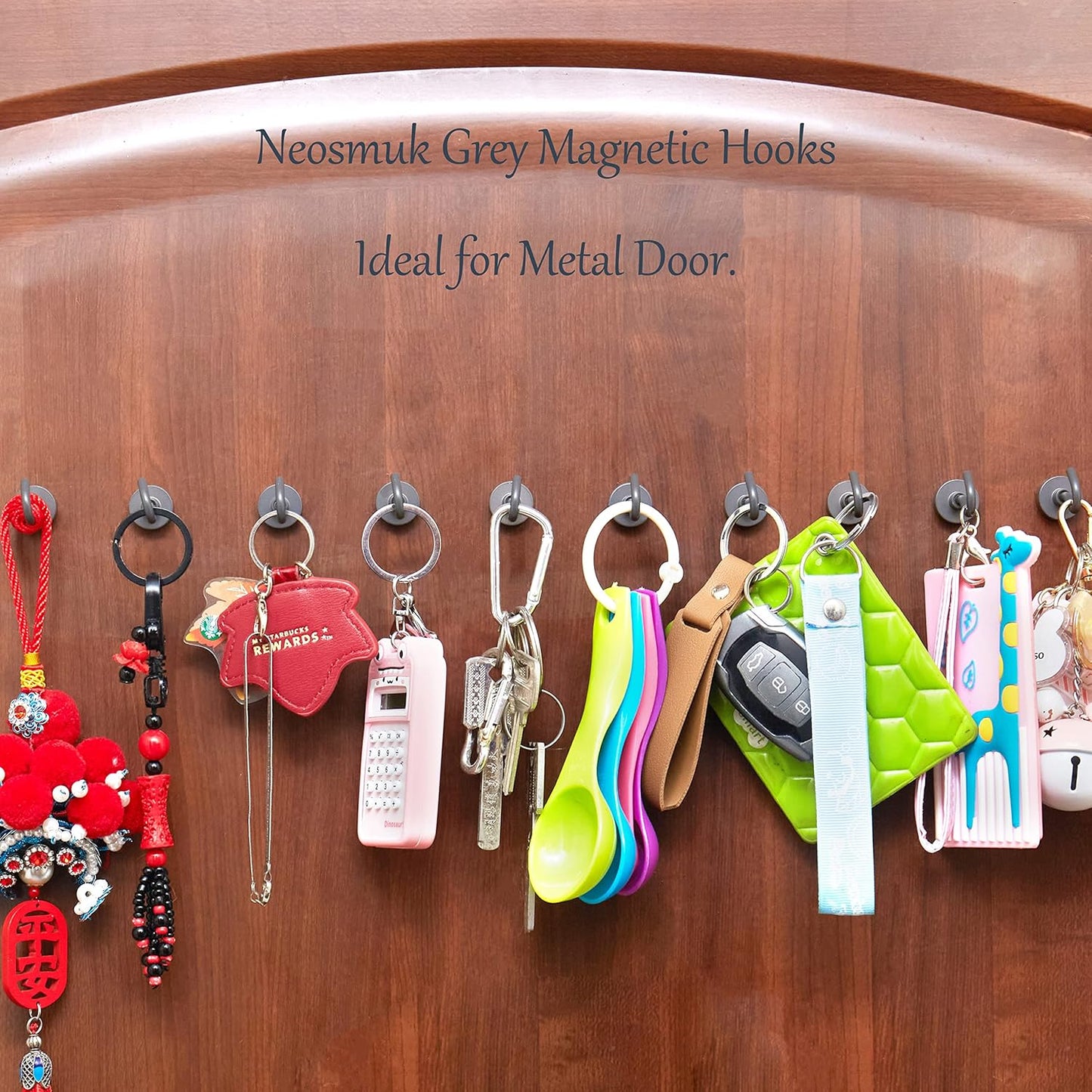 Neosmuk Magnetic Hooks Heavy Duty,Strong Magnet with Hook for Fridge, Super Neodymium Extra Strength Industrial Hooks for Hanging, Magnetic Hanger for Toolbox, Cruise, Grill(Gunmetal,10 Pack)