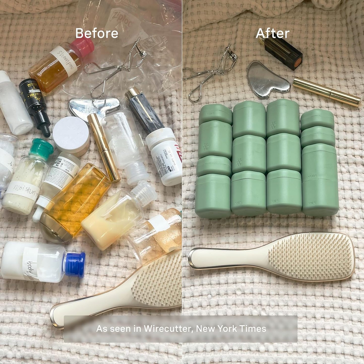 Cadence Travel Containers Basic Skincare Set - Magnetic Containers with Lids,Carry On Travel Essentials For Women/Men - 3 Small Capsules (0.56oz) - Cleanser, Moisturizer & Sun-Icon Labels - Evergreen