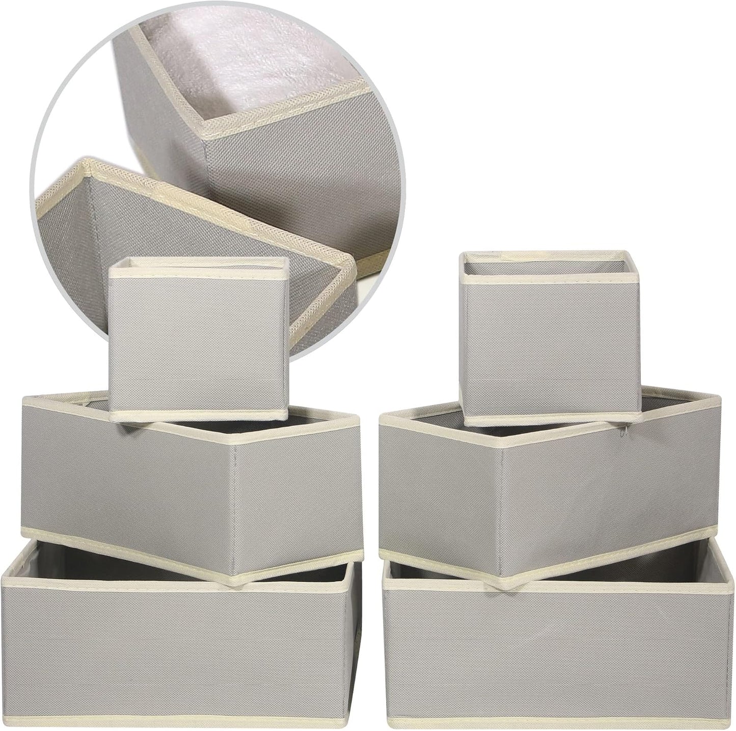 DIOMMELL 12 Pack Foldable Cloth Storage Box Closet Dresser Drawer Organizer Fabric Baskets Bins Containers Divider for Baby Clothes Underwear Bras Socks Lingerie Clothing,Grey 444