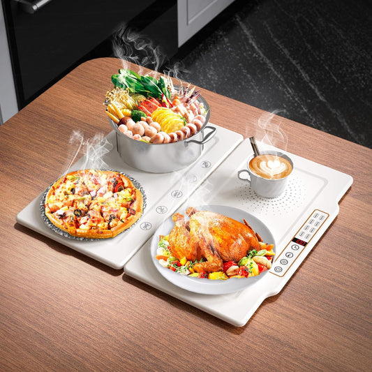 TOPRATED Large Splicing Electric Warming Tray (17x15 inch), Metal Foldable and Portable Heating Warmers Food Warming Mat for Kitchen,Parties, Buffet, Restaurant, Family dinner,Countertop
