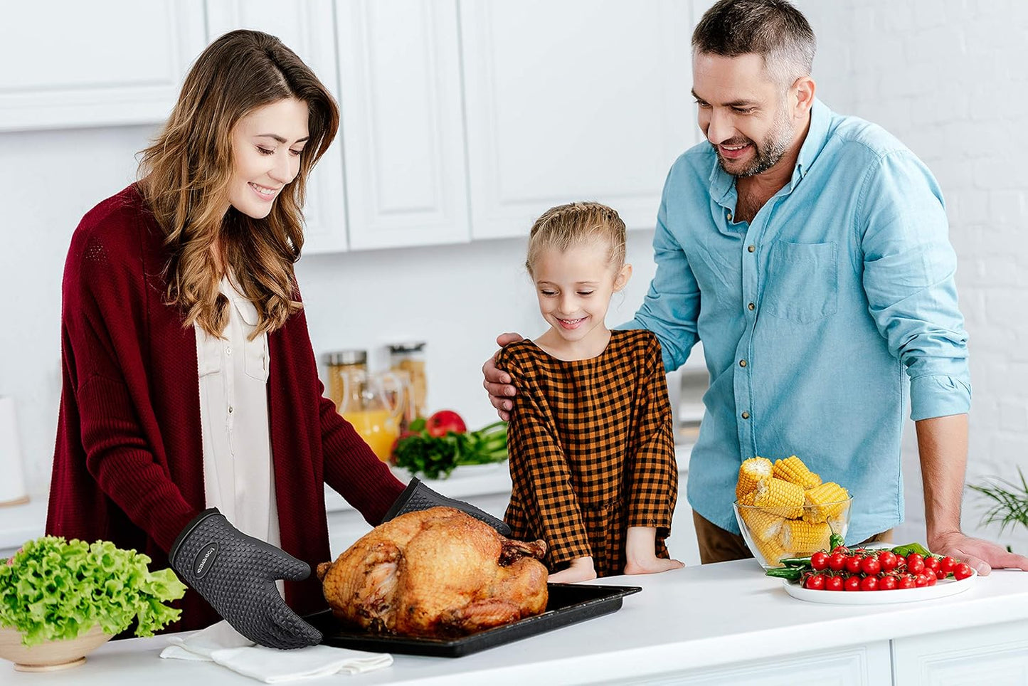 KITCHEN PERFECTION S Silicone Smoker Oven Gloves -Extreme Heat Resistant BBQ Gloves -Handle Hot Food Right on Your Grill Fryer Pit|Waterproof Oven Mitts |Superior Value Set+3 Bonuses