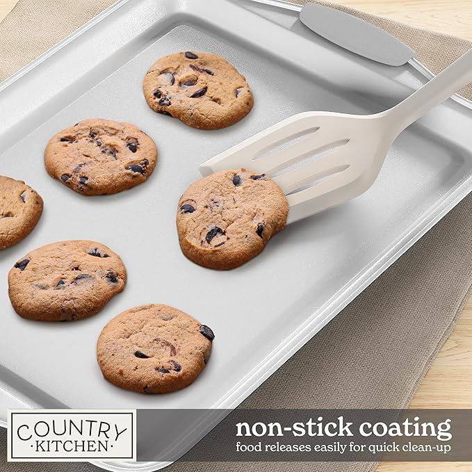 Country Kitchen Nonstick Stackable Bakeware Set - Heavy Duty, Durable, Easy Release Baking Set, Silver, 10 Pcs